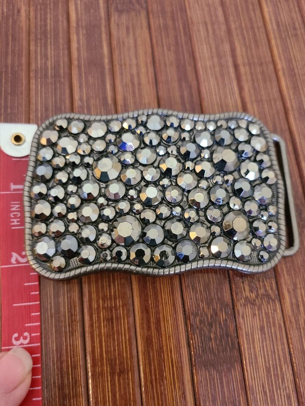 Two Rhinestone Belt Buckles - Flower & Rectangle - Picture 6 of 10